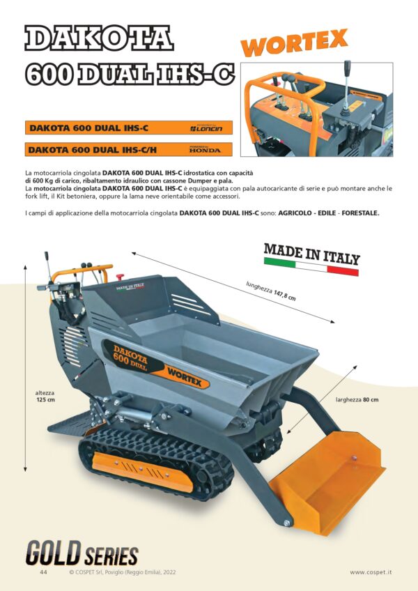 Motocarriola cingolata WORTEX DAKOTA 500 IHS-C/H - immagine 3