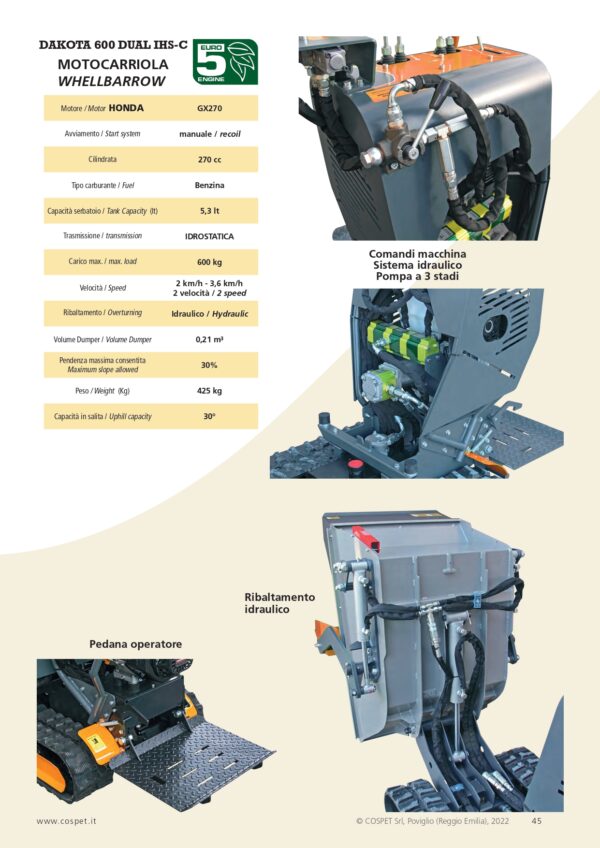 Motocarriola cingolata WORTEX DAKOTA 500 IHS-C/H - immagine 4