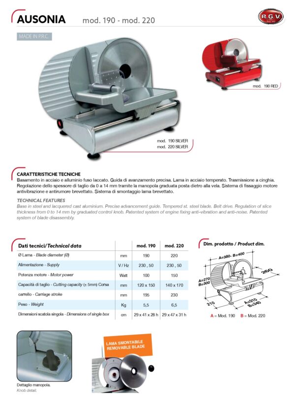 Affettatrice Ausonia 220 R.G.V. - immagine 5