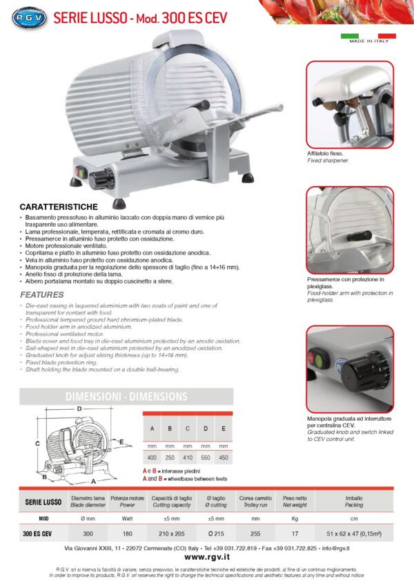 Affettatrice lusso 300 ES CEV  R.G.V. - immagine 3